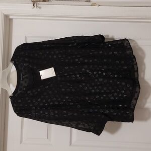 Adrienne Vittadini woman black silver blouses